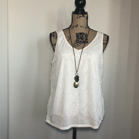 Maurices Tops - Cream Lace Covered Tank Top